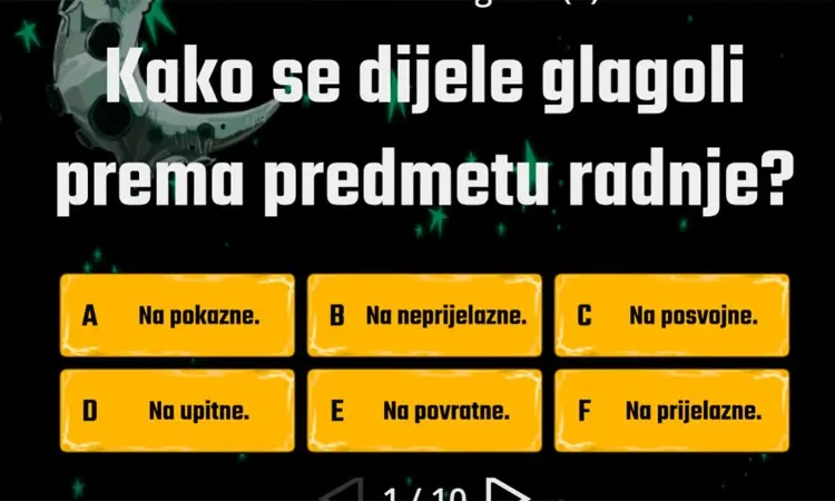 Glagoli prema predmetu radnje  - hrvatski jezik, 6. razred