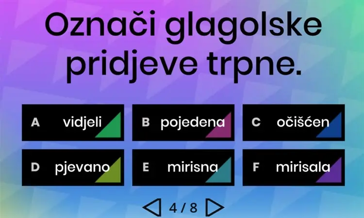 Glagolski pridjev trpni i glagolska imenica - hrvatski jezik, 6. razred
