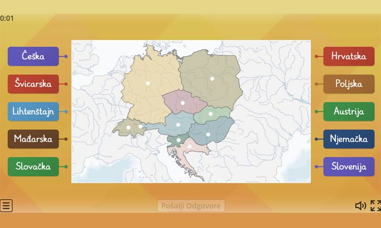 Države Srednje Europe - slijepa karta - 7. razred, geografija