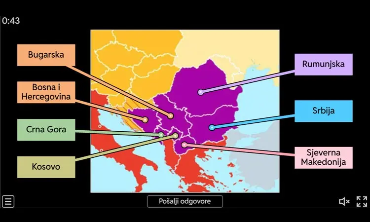 Države Jugoistočne Europe  - Slijepa karta - 7. razred, geografija