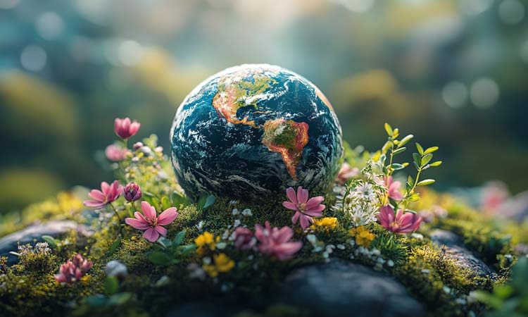 zemaljska kugla u cvijeću